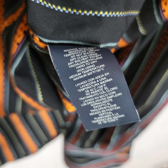 Robert Graham Mens Shirt Size XL Black Orange Button Down Striped Flip Cuff - Picture 14 of 16